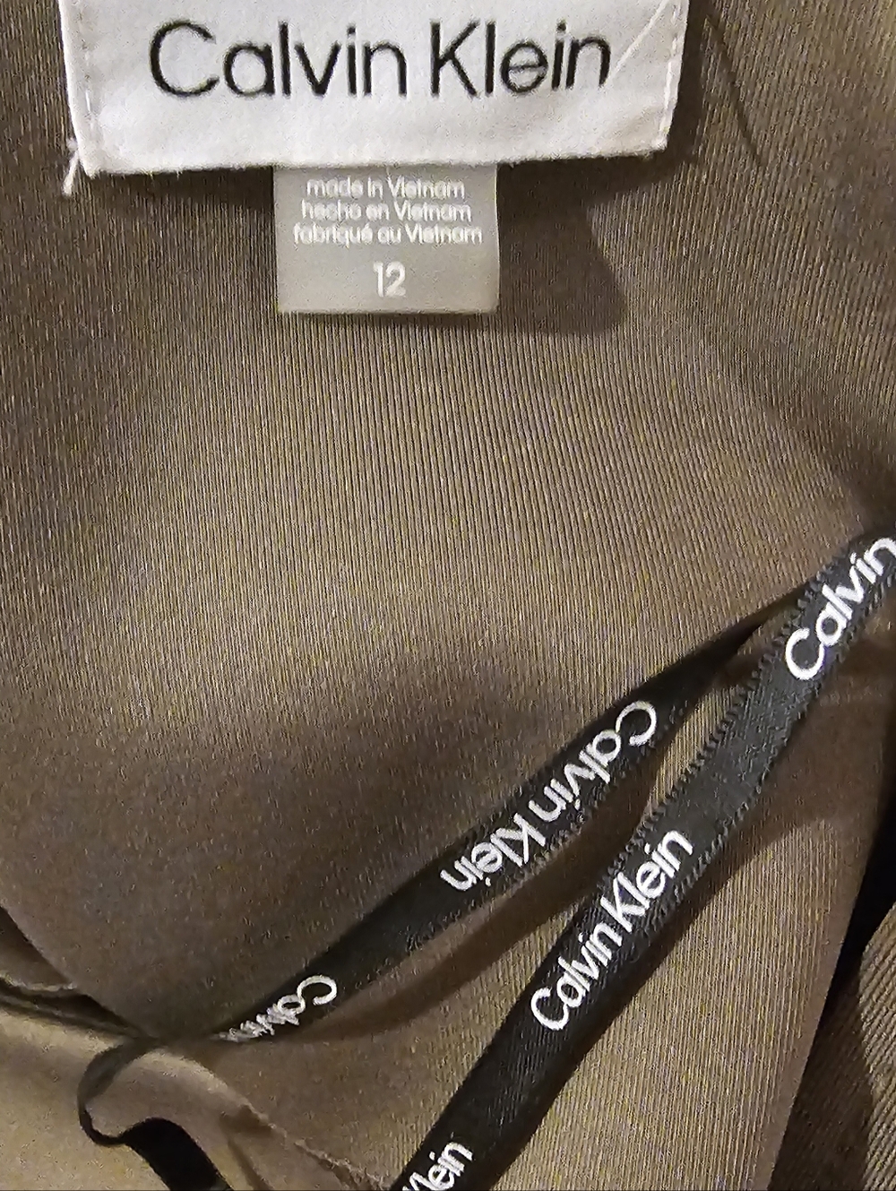 ✨️👗NWT, CK- DISC SHIPPING- Calvin Klein Sheath Dress In Olive Green - Picture 3 of 5